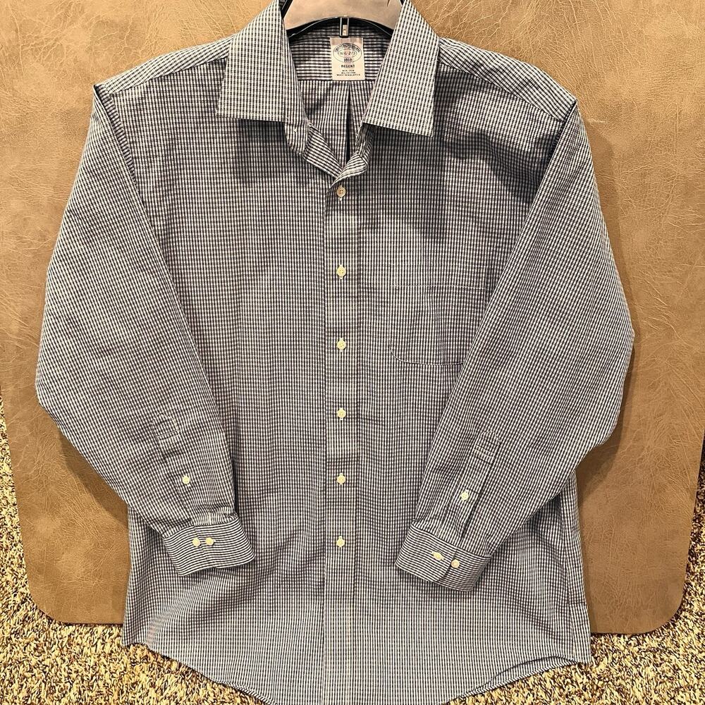 Brooks Brothers Shirt Men XL Blue Stripe Long Sleeve Regent Fit 16 1/2 -2/3